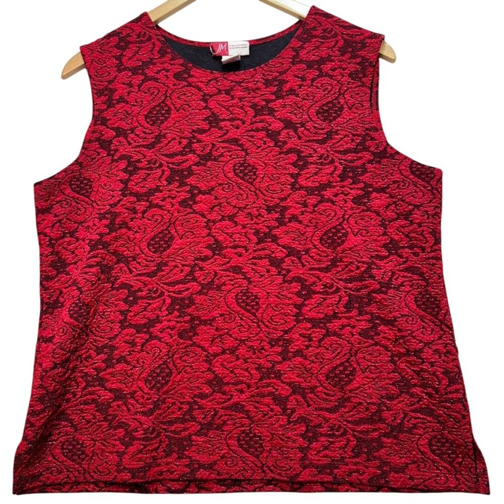 JM Collection By Jennifer Moore Women's Tank Blouse Sleeveless Size L Red Floral
